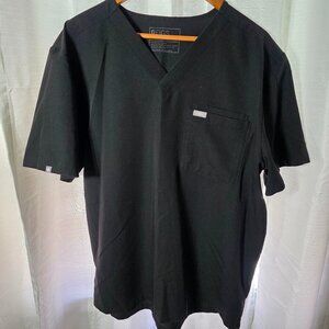 Figs Black Men's Leon 3 Pocket Scrub Top FM#1500 PO# 2723 Size XXL